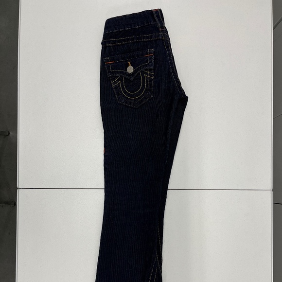 Pre-owned True Religion Women's 24 Navy Corduroy Joey Flare Pants Flap Pockets - Picture 11 of 15